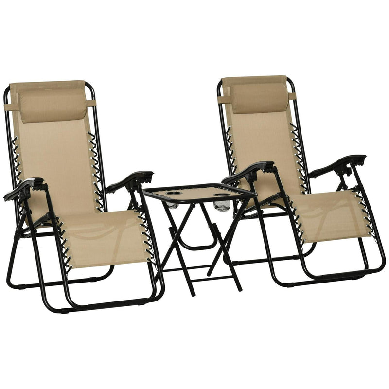 3pcs Folding Zero Gravity Chairs Lounger- Beige