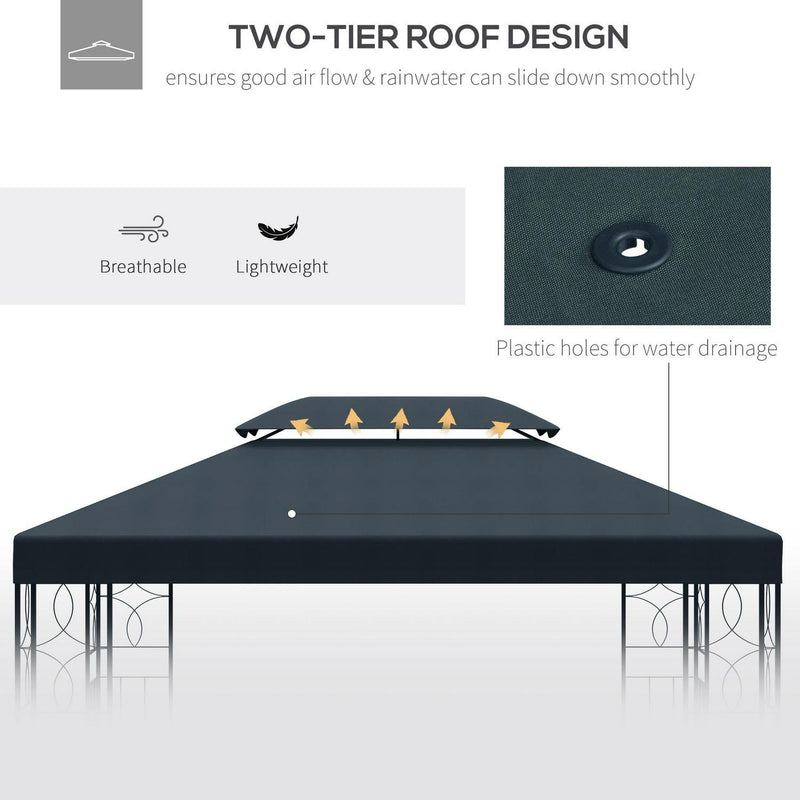 Gazebo Canopy Replacement Cover- Grey (TOP ONLY)