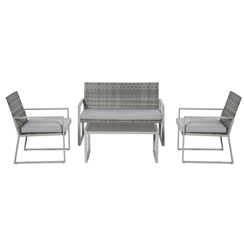 4 PCs Rattan Garden Furniture Set