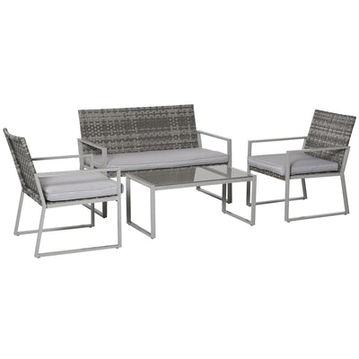 4 PCs Rattan Garden Furniture Set