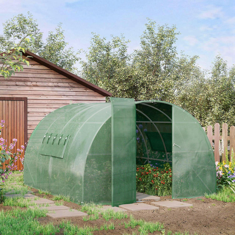 Walk-in Tunnel Greenhouse Hot Steel Frame PE Cover Green (4x3x2)m