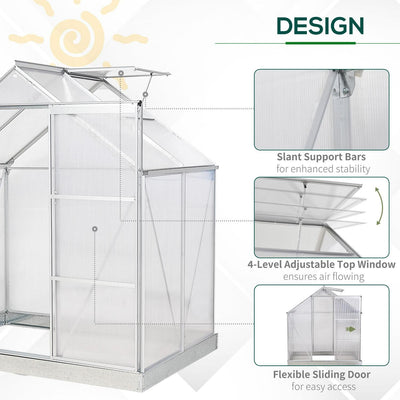 Walk-In Polycarbonate Greenhouse W/ Window Clear (4x6ft)