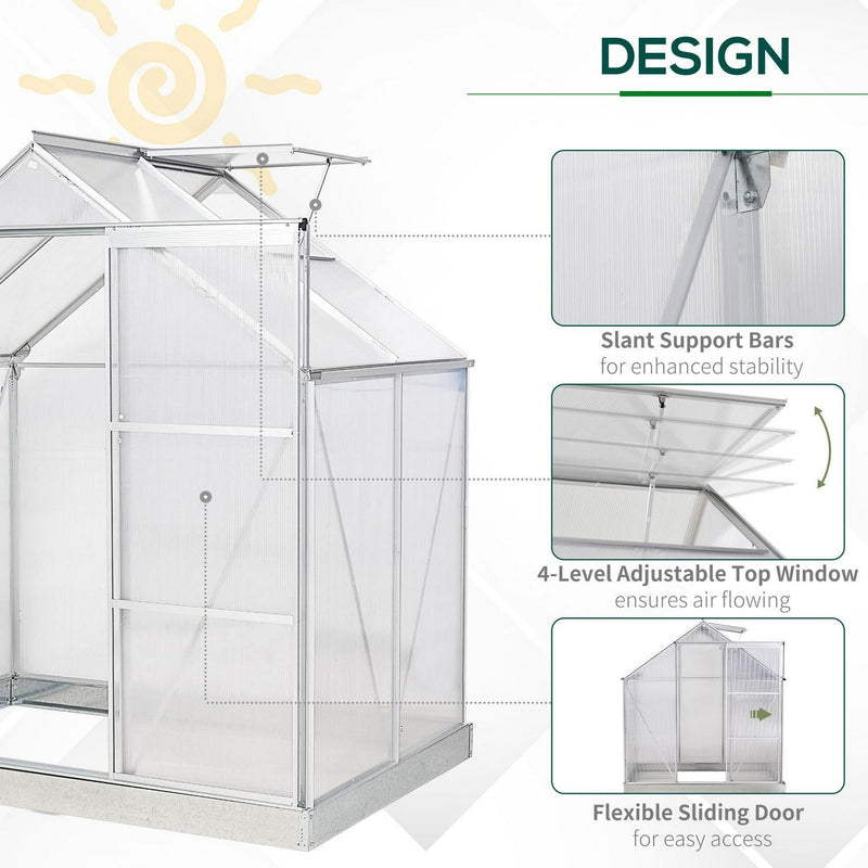 Walk-In Polycarbonate Greenhouse W/ Window Clear (4x6ft)