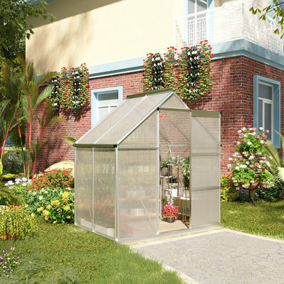 Walk-In Polycarbonate Greenhouse W/ Window Clear (4x6ft)