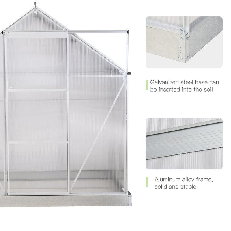 Walk-In Polycarbonate Greenhouse W/ Window Clear (4x6ft)