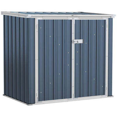 Garden 2-Bin Steel Storage Shed W/ Double Locking Doors, Openable Lid 5ftx3ft