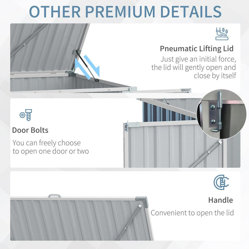 Garden 2-Bin Steel Storage Shed W/ Double Locking Doors, Openable Lid 5ftx3ft