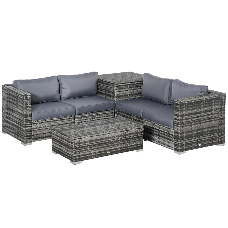 6PCs Rattan Corner Sofa Set Wicker-Grey