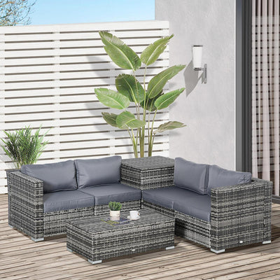 6PCs Rattan Corner Sofa Set Wicker-Grey