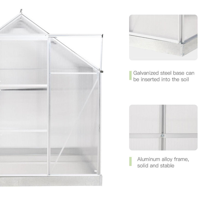 Walk-In Polycarbonate Greenhouse W/ Window Clear (6x6)ft