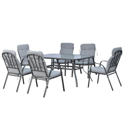 7 PCs Garden Dining Set- Black