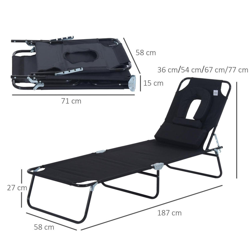 Adjustable Lounger W/Pillow-Black