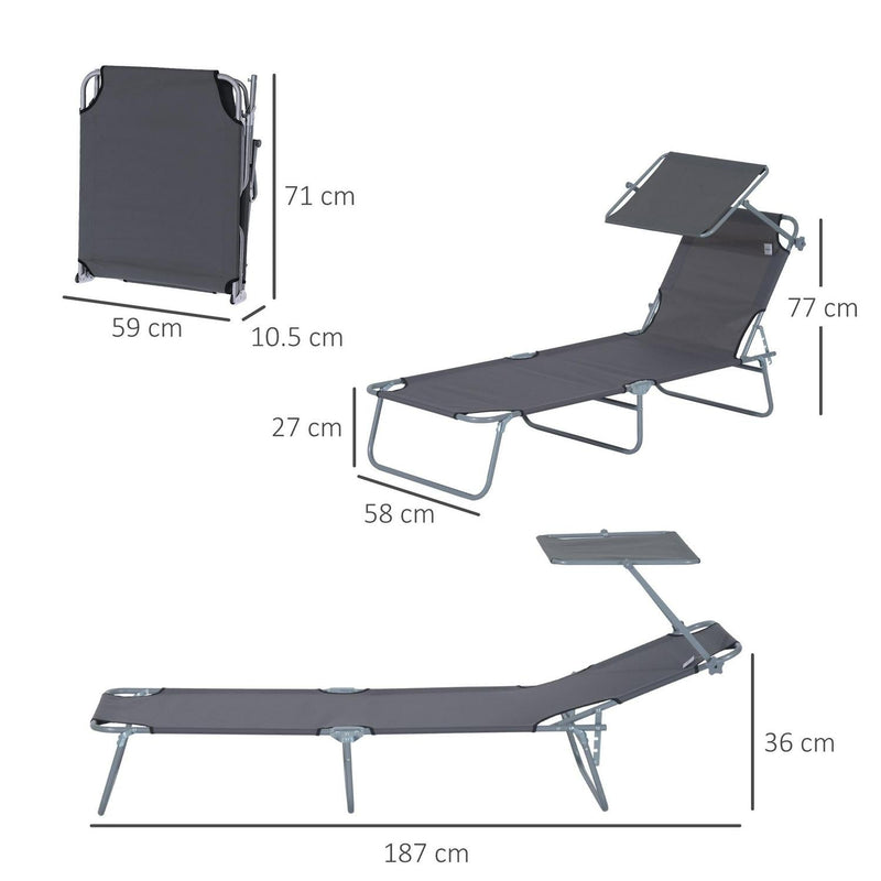 Adjustable Lounger Seat With Shade-Grey