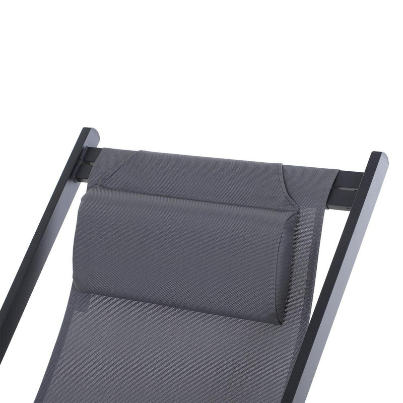 Aluminium Frame Set Of 2 Folding Deck Chairs Deep Grey