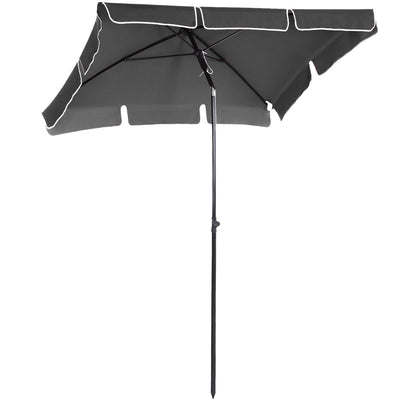 Aluminium Umbrella Parasol, 200Lx125Wx235H Cm-Grey