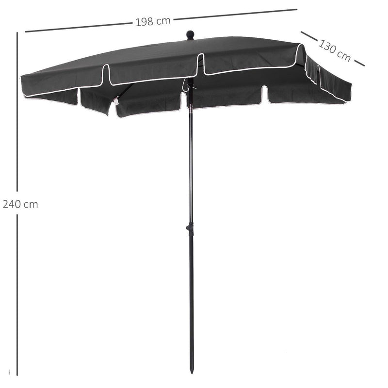 Aluminium Umbrella Parasol, 200Lx125Wx235H Cm-Grey