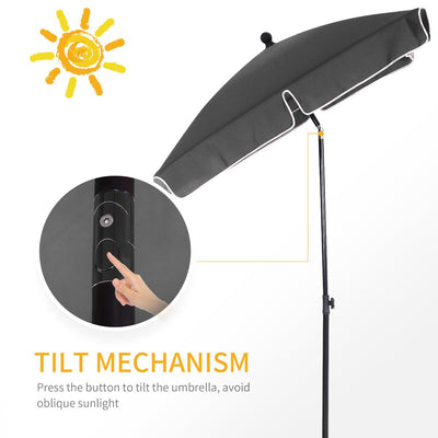 Aluminium Umbrella Parasol, 200Lx125Wx235H Cm-Grey