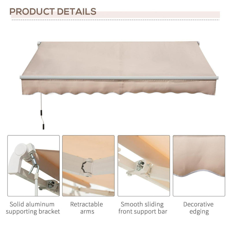 3 X 2m Manual Retractable Awning - Beige