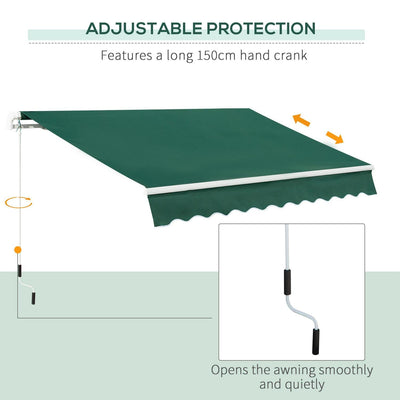 Awning Canopy Manual Retractable Porch Shade Shelter 3 X 2m Green