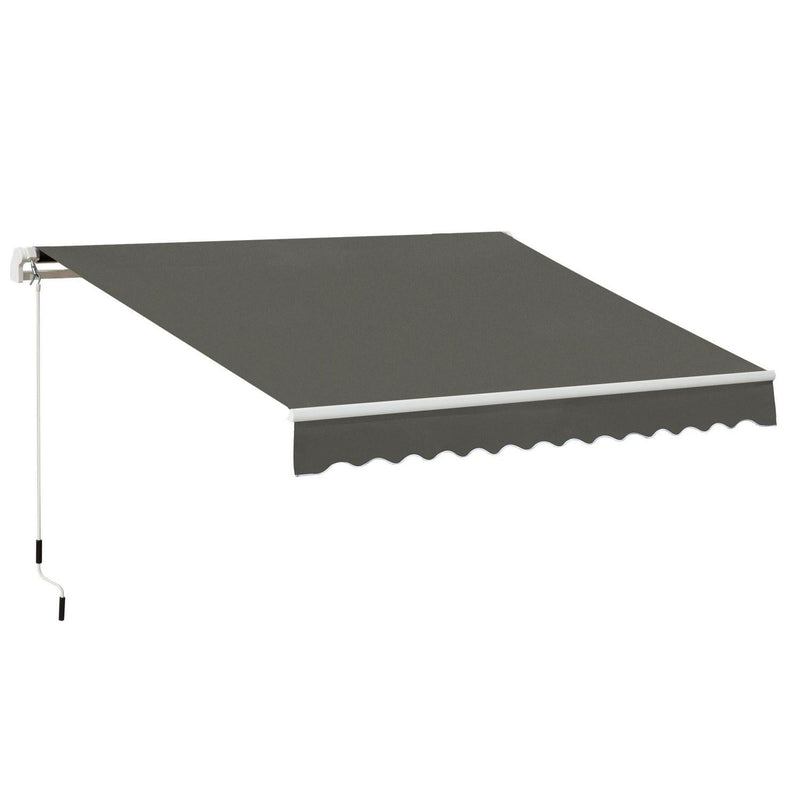 Awning Canopy Manual Retractable Porch Shade Shelter-Grey