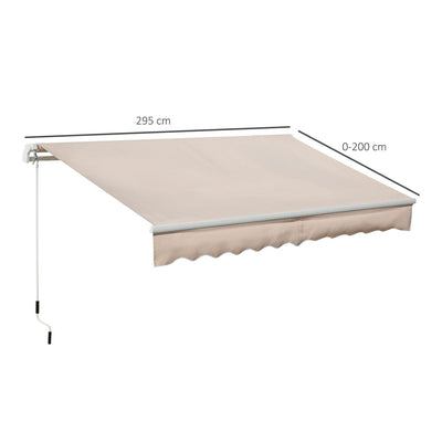 3 X 2m Manual Retractable Awning - Beige