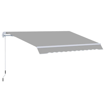 3 X 2m Awning Canopy Manual Retractable Porch Sun Shade Shelter Light Grey