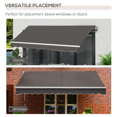 Awning Canopy Manual Retractable Porch Shade Shelter-Grey