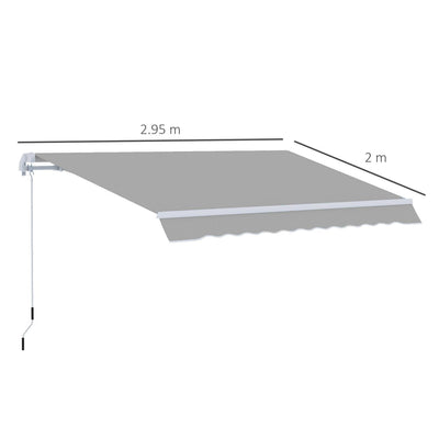 3 X 2m Awning Canopy Manual Retractable Porch Sun Shade Shelter Light Grey