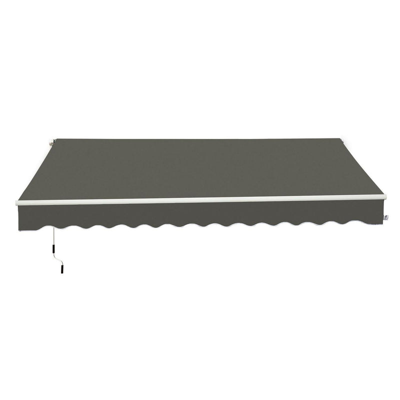 Awning Canopy Manual Retractable Porch Shade Shelter-Grey