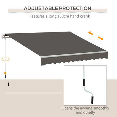 Awning Canopy Manual Retractable Porch Shade Shelter-Grey