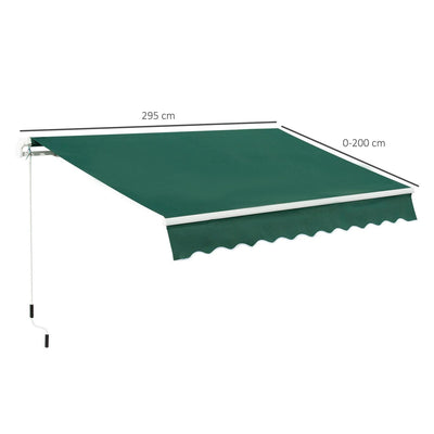 Awning Canopy Manual Retractable Porch Shade Shelter 3 X 2m Green