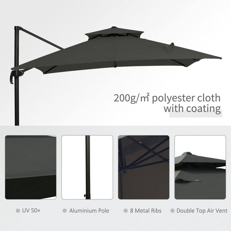 Outdoor Market Garden Umbrella - Dark Grey