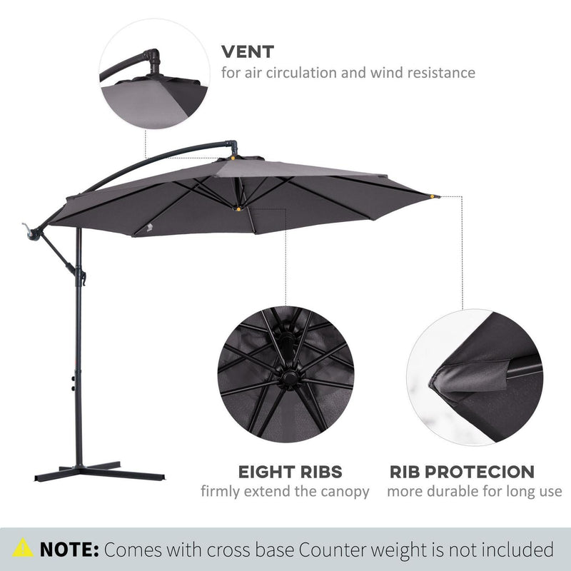 Cantilever Umbrella Parasol Hanging Banana Steel Dark Grey 3M Patio