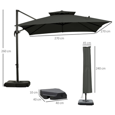 Outdoor Market Garden Umbrella - Dark Grey