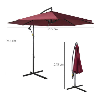 Cantilever Umbrella Parasol - Red