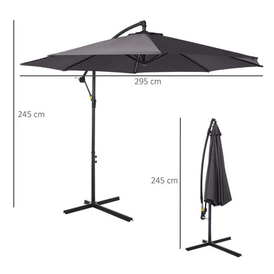 Cantilever Umbrella Parasol Hanging Banana Steel Dark Grey 3M Patio