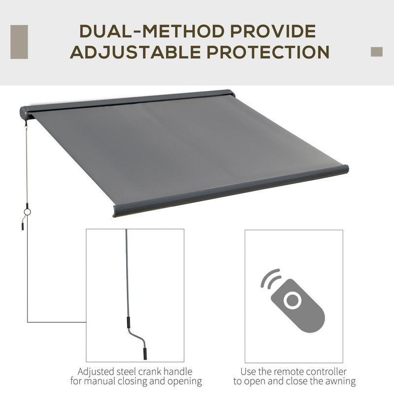 Cassette Electric Manual Awning Door Window Retractable Canopy W/ R/C