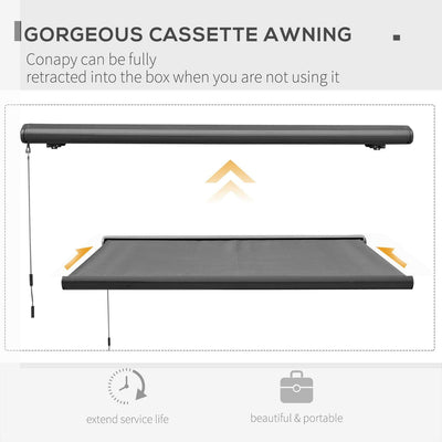 Cassette Electric Manual Awning Door Window Retractable Canopy W/ R/C