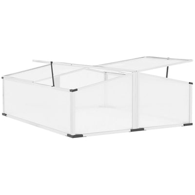 Cold Frame Greenhouse Polycarbonate Grow W/ Independent Tops, Silver