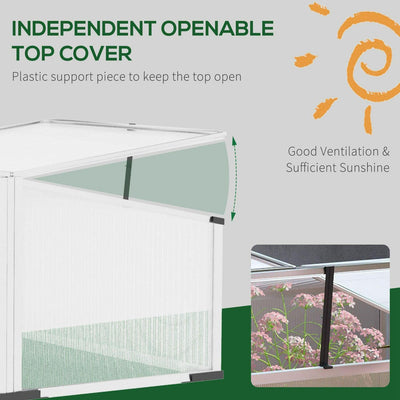 Cold Frame Greenhouse Polycarbonate Grow W/ Independent Tops, Silver