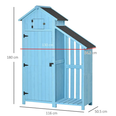 Combination Garden Storage Shed Outdoor Firewood House Waterproof Asphalt Roof