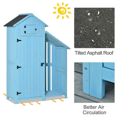 Combination Garden Storage Shed Outdoor Firewood House Waterproof Asphalt Roof