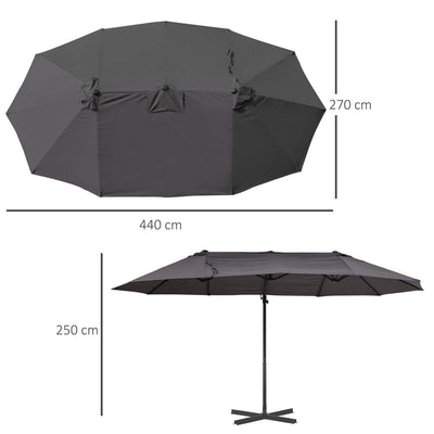 Double Canopy Offset Parasol Umbrella - Grey