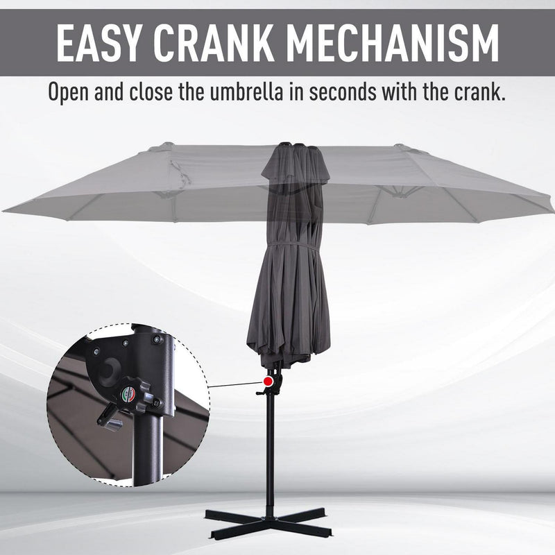 Double Canopy Offset Parasol Umbrella - Grey