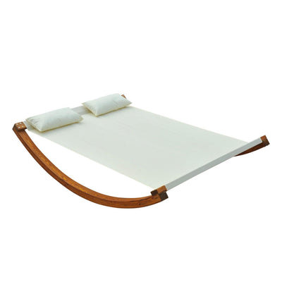 Double Lounger W/Wooden Frame-White