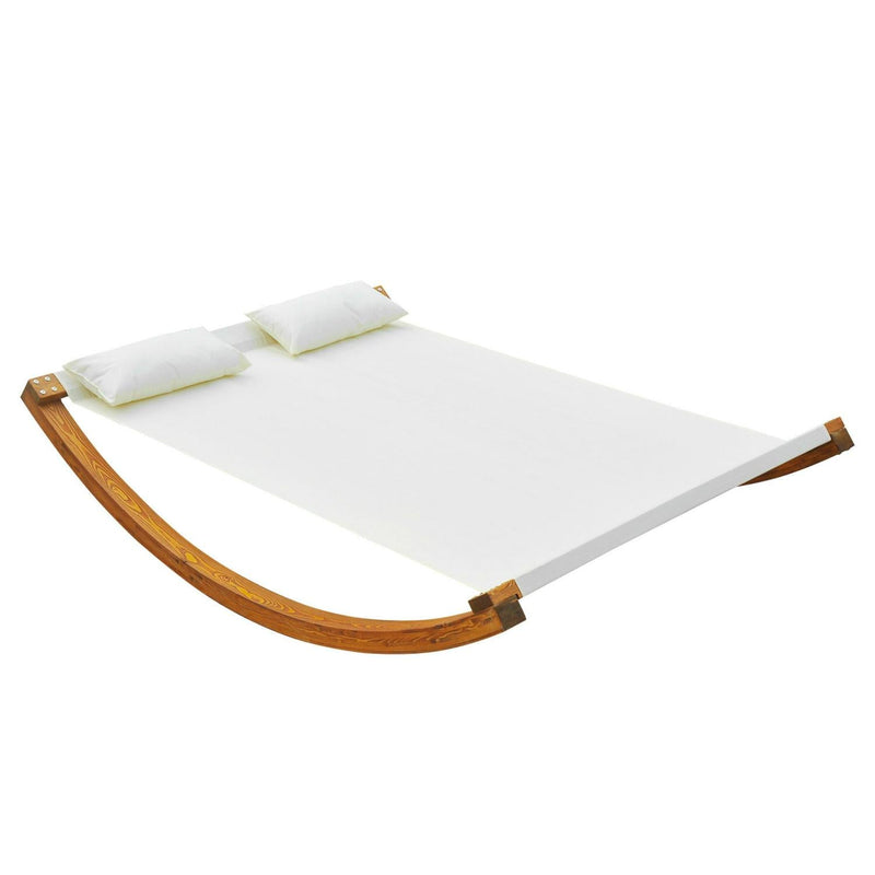 Double Lounger W/Wooden Frame-White