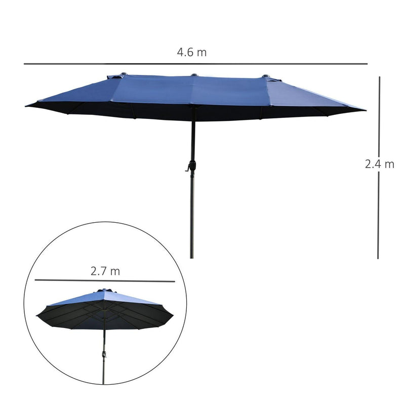 Double-side Umbrella Parasol, 2.7x4.6Wx2.4H M-Blue