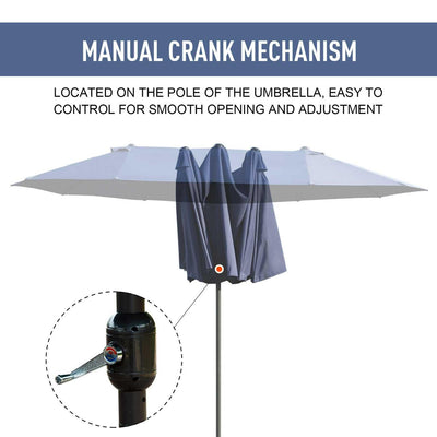 Double-side Umbrella Parasol, 2.7x4.6Wx2.4H M-Blue