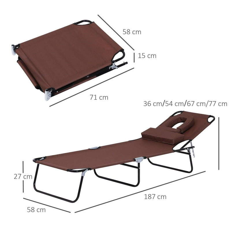 Foldable Lounger Reclining Chair -Brown