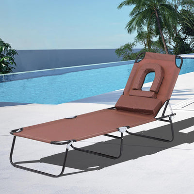 Foldable Lounger Reclining Chair -Brown